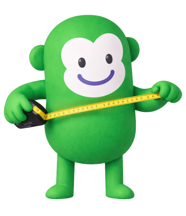 Momo holding a measuring tape