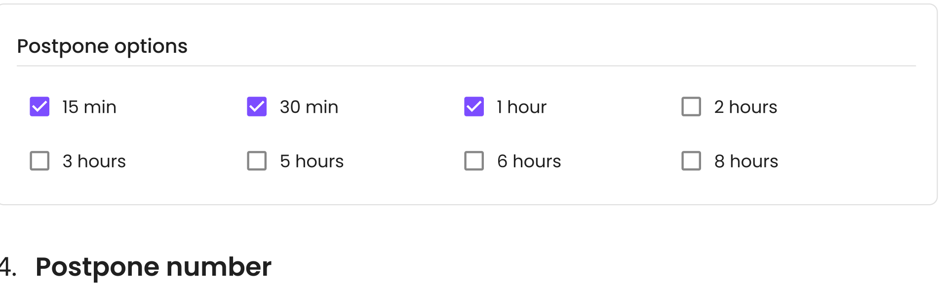 De postpone-opties in Settings